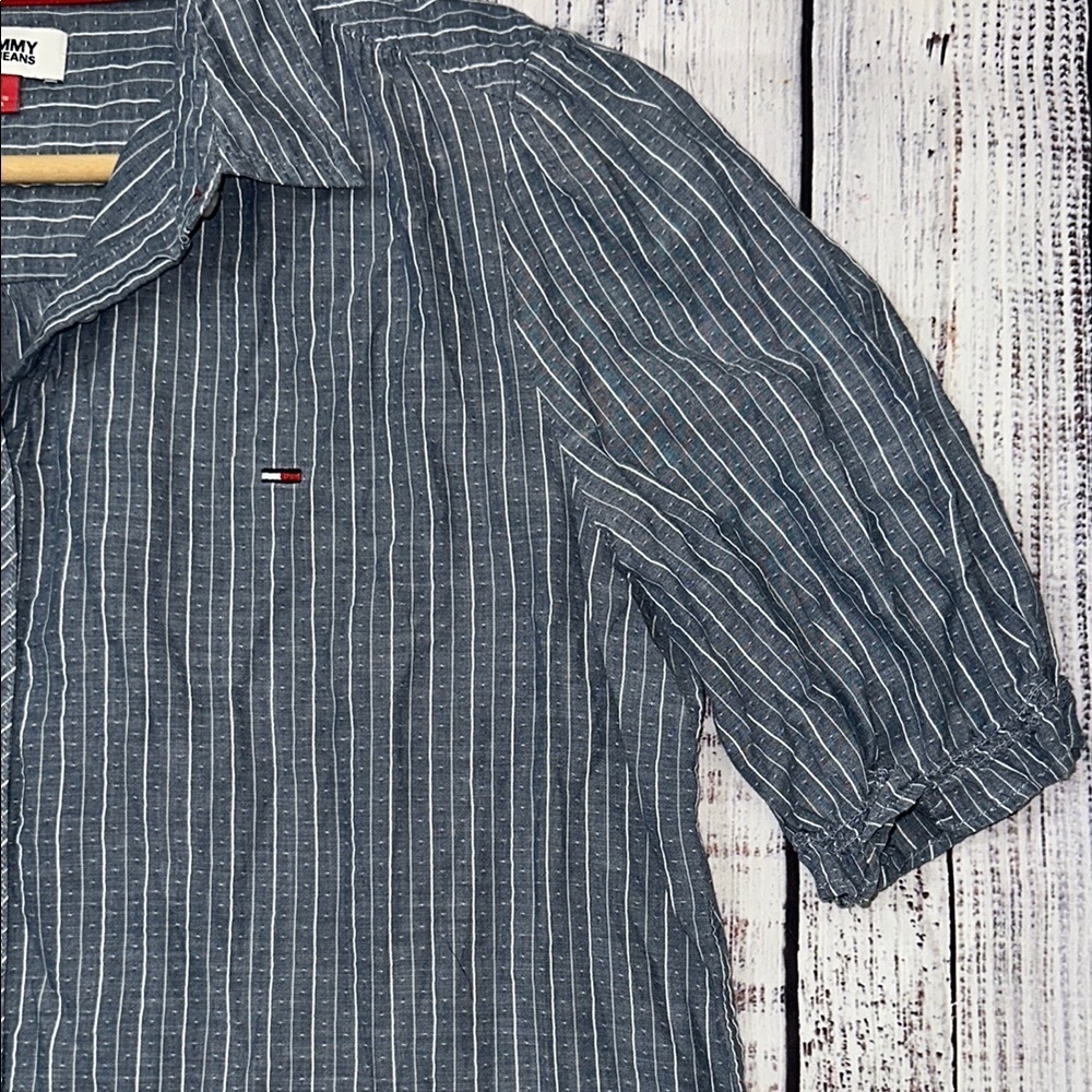 Tommy Hilfiger Blue Striped Button Down Shirt Sz. M - Picture 3 of 7